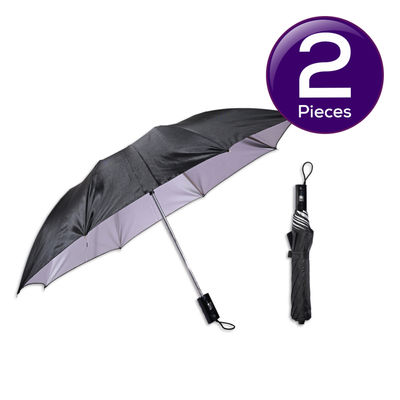 Citizen 2 Fold 21 Inch Black Silver Umbrella 1 pc Combo