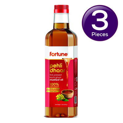 Fortune Pehli Dhaar First Pressed Kachi Ghani Mustard Oil Pet Bottle 1 l Combo