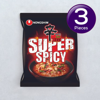 Korean Nongshim Shin Red Super Spicy Veg 120 g Combo