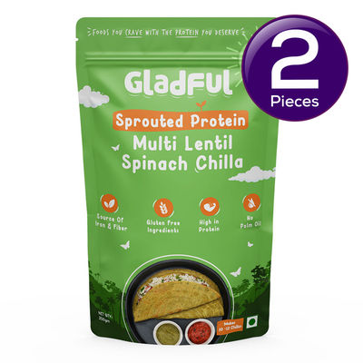 Gladful Spinach Protein Sprouted Lentils and Millets Instant Chilla Mix 200 g Combo