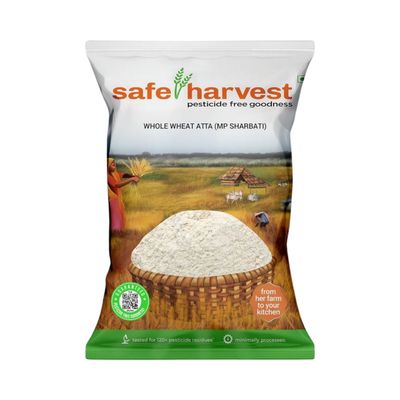 Safe Harvest Pesticide-Free Whole Wheat Atta | Sharbati Wheat | High Fibre