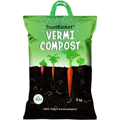 TrustBasket 5 kg Organic Vermicompost Fertilizer | Nutrient-Rich Manure for Plants & Pots