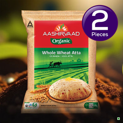 Aashirvaad Organic 100% Organic Whole Wheat Atta, 0% Maida 5 kg Combo