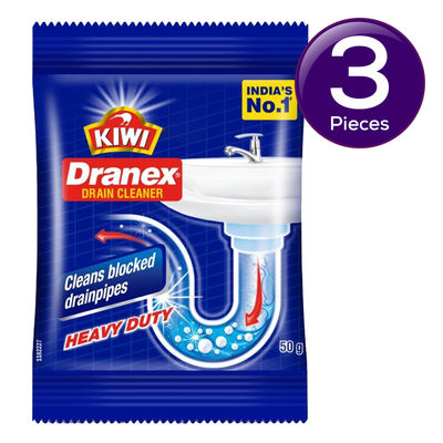 Mr. Muscle Kiwi Dranex Drain Cleaner Powder, Removes Clogs, Blockages In Just 30 Minutes 50 g Combo