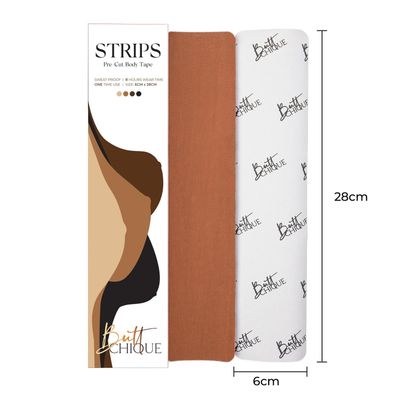 Buttchique Breast Lift Pre-Cut Body Tape Strips (Pack Of 4, Cinnamon) (6 X 28 Cms Strips)