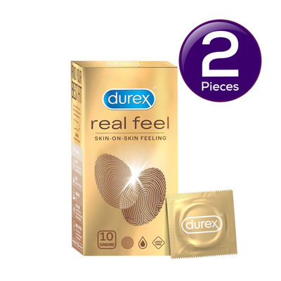 Durex Real Feel Condoms For Men - For Real Skin On Skin Feeling Latex Free 10 pc Combo