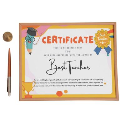 Mad Over Print Best Teacher Certificate