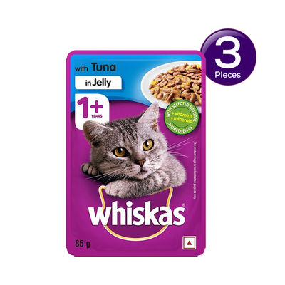 Whiskas Tuna In Jelly, Adult Wet Cat Food Pouch 80 g Combo