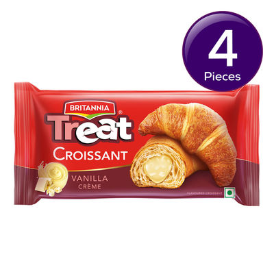Britannia Treat Croissant - with Vanilla Creme Filling 100% Veg 45 g Combo