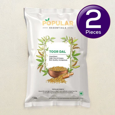 Popular Essentials Toor Dal | Un-Polished 1 kg Combo