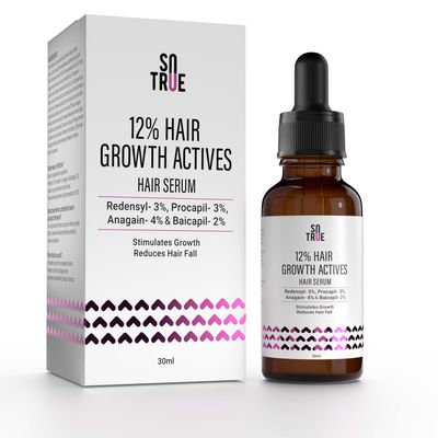 Sotrue 12% Hair Growth Actives Serum for Scalp - Redensyl, Procapil, Anagain & Baicapil