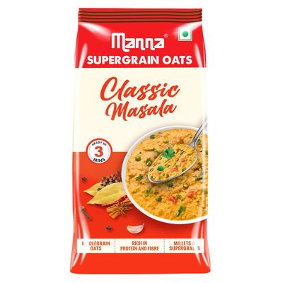 Manna Classic Masala Oats | Pouch | Cholesterol-free, Gluten-free, and Trans Fat-free