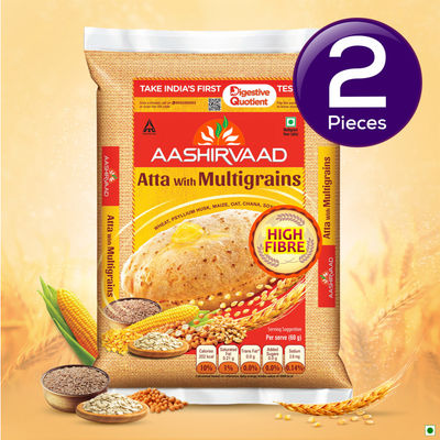 Aashirvaad Atta with Multigrains | Take Care of Your Digestion with High Fibre Atta 5 kg Combo