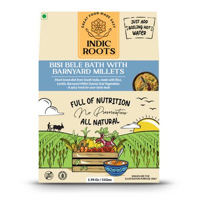Indic RootsBisi BeLe Bath with Barnyard Millets