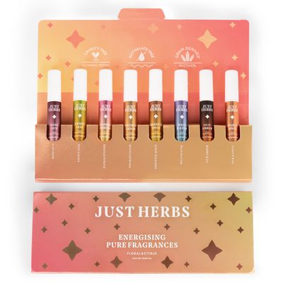 Just Herbs Energising Unisex Pure Fragrances Floral & Citrus Eau De Parfum Set Of 8