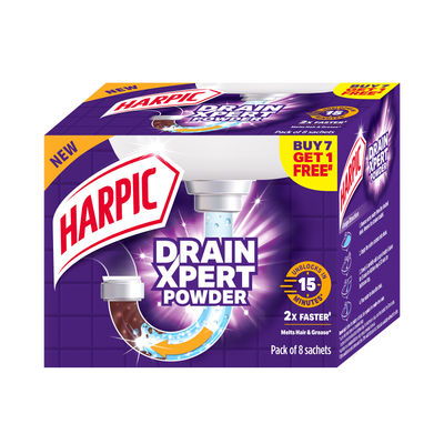 Harpic Drain Cleaner Powder - Sink & Pipe Cleaner For Drainage Block