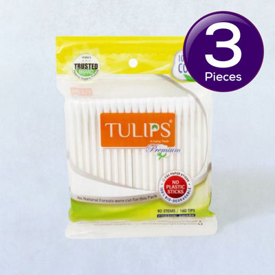 Tulips Paper Stick Cotton Buds Zipper Bag 100 pc Combo