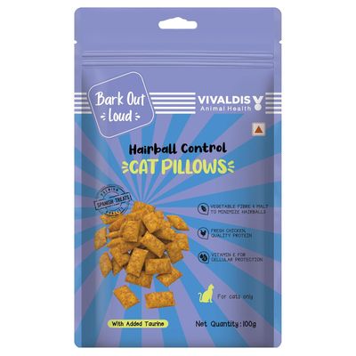 Bark Out Loud Cat Pillows - Hairball Control Cat Treats - Made in Spain with Added Taurine &Vitamin E