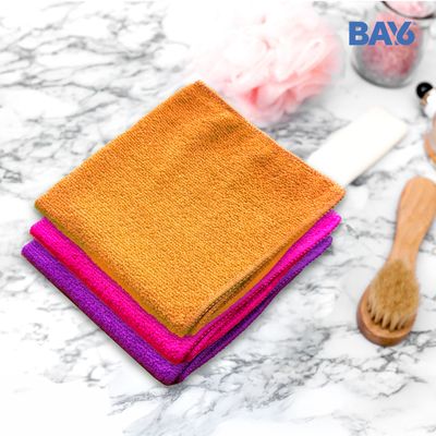 BAY6 Microfibre Solid Multipurpose Towel - Pack of 3