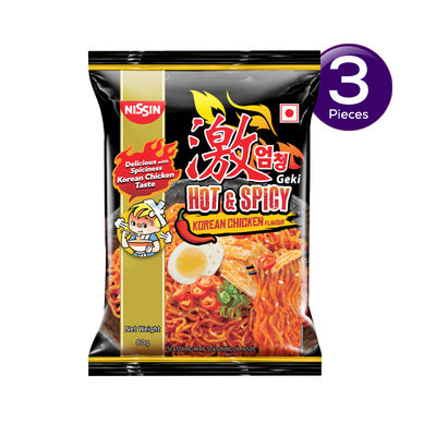 Nissin Geki - Hot and Spicy Korean Chicken Flavoured Ramen Instant Noodles 80 g Combo