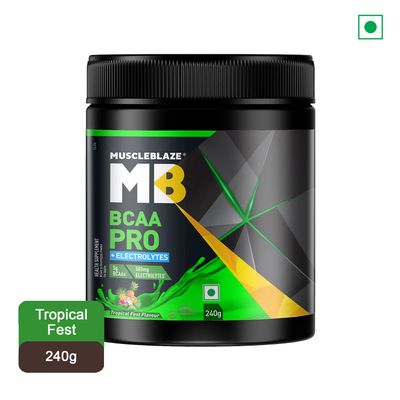 Muscleblaze Bcaa Pro, Powerful Intra Workout With 5 G Vegan Bcaas (Tropical Fest, 30 Servings)