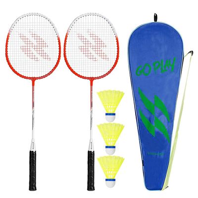 Strauss Aluminium Strike-188 Badminton Racket with 3 Pc Nylon Shuttles & Cover (Multicolor)