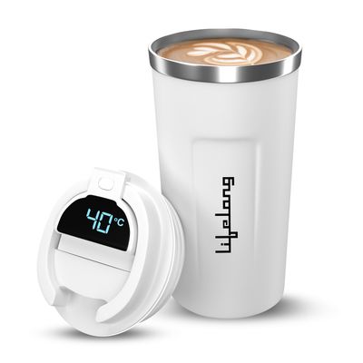 Lifelong Insulated Mug With Temperature Display 500 Ml, White, Stainless Steel