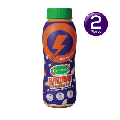 Heritage Badam Charger Milkshake With Badam Bits Pet 180 ml Combo