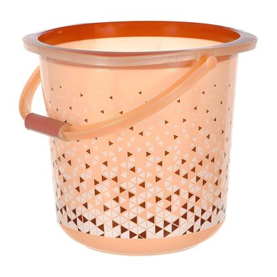 Kuber Industries 18 L Unbreakable Plastic Bucket for Bathroom | Triangle Print | Brown