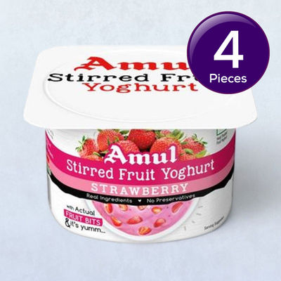 Amul Stirred Fruit Yoghurt- Strawberry 100 g Combo