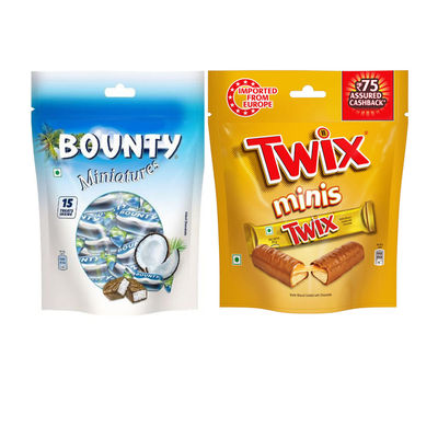 Bounty Coconut 130g + Twix Cookie Caramel 100g Mini Chocolate Combo Pack