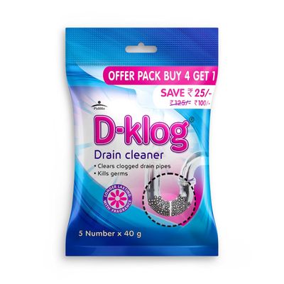 D-klog Drain Cleaner Buy 4 Get 1 Free Pack