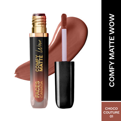 Faces Canada Comfy Matte Wow Liquid Lipstick - Choco Couture 01 | One Swipe Application