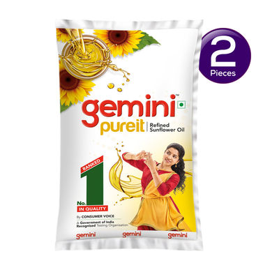 Gemini Pure It Refined Sunflower Oil | Pouch 1 l Combo