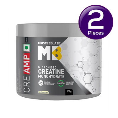 MuscleBlaze Creatine Monohydrate CreAMP with CreAbsorb Powder (Unflavoured) 100 g Combo
