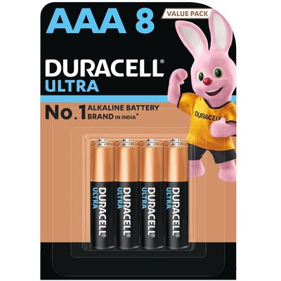 Duracell Ultra Alkaline AAA Batteries | Pack Of 8,High-Drain Devices, Digital Camera, Toys, Electric Toothbrush
