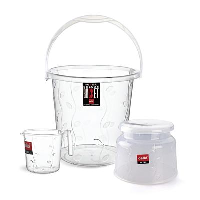Cello Petal Bathroom Small Set of 3 Transparent Sturdy and durable Lightweight & Easy clean