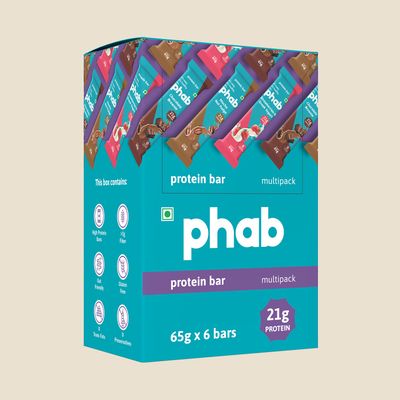 Phab Variety Pack 21G Protein Bars | Blend Of Premium Whey Protein | High Protein Bar - Pack Of 6