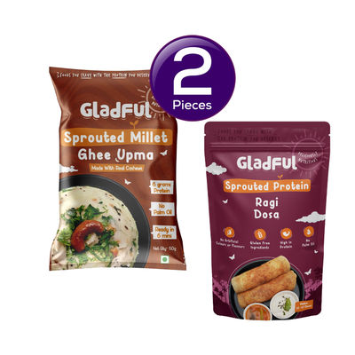 Gladful Ghee and Millets Upma(60.0 gms) & Gladful Sprouted Ragi Dosa(200.0 gms) Combo