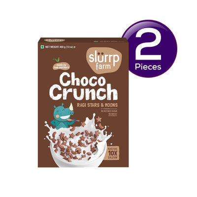 Slurrp Farm Choco Crunch Chocolate Cereal - Ragi Stars and Moons No Maida, No Refined Sugar, No Added Colour 400 g Combo