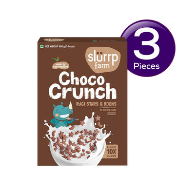 Slurrp Farm Choco Crunch Chocolate Cereal - Ragi Stars and Moons No Maida, No Refined Sugar, No Added Colour 400 g Combo