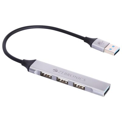 Zebronics 200Hb Usb 3.0 4 Port Hub Hi Speed Data Transfer Aluminum + Abs Body Plug & Play