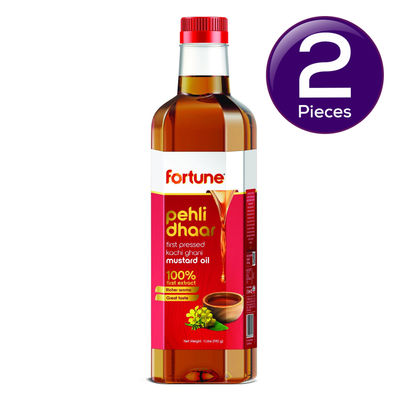 Fortune Pehli Dhaar First Pressed Kachi Ghani Mustard Oil Pet Bottle 1 l Combo