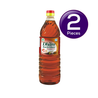 Dhara Kachi Ghani Mustard Oil | Bottle 1 l Combo
