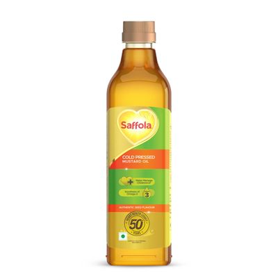 Saffola Cold Pressed Mustard Oil | 100% Cold Pressed Mustard Seed Oil | Helps Manage Cholesterol