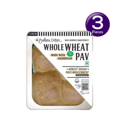 The Baker's Dozen Zero Maida Pav No Palm Oil No Preservative 100% Wholewheat 220 g Combo