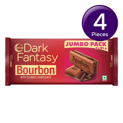 Sunfeast Dark Fantasy Bourbon, Classic Biscuit Made With Real Chocolate 465 g Combo
