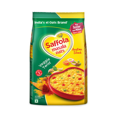 Saffola Masala Oats | Veggie Twist | Anytime Snack | Ready in 3 mins | Millets Goodness |1kg