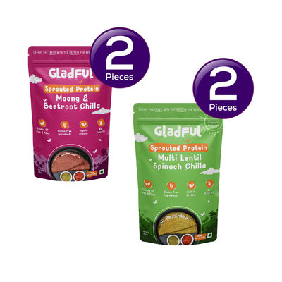 Gladful Beetroot Protein Sprouted Lentils and Millets Instant Chilla Mix(200.0 gms) & Gladful Spinach Protein Sprouted Lentils and Millets Instant Chilla Mix(200.0 gms) Combo