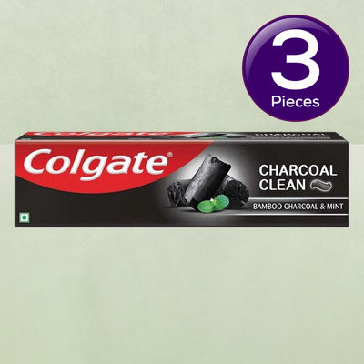 Colgate Charcoal Clean Black Gel Toothpaste Deep Clean with Bamboo Charcoal & Wintergreen Mint 120 g Combo